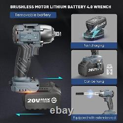 Cordless Electric Impact Wrench Gun 1/2'' High Torque 650Nm With6Socket & 2Battery