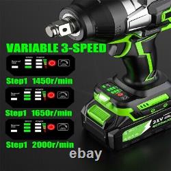 Cordless Impact Wrench, 1180ft-lbs Max Torque+3/4 Chuck+2Pack 4.0Ah Battery USA