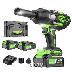 Cordless Impact Wrench, 1180ft-lbs Max Torque+3/4 Chuck+2Pack 4.0Ah Battery USA
