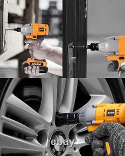 Cordless Impact Wrench 1/2 Inch, 20V Brushless Impact Gun with Battery and Charg