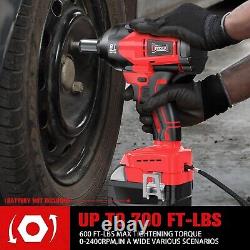 Cordless Impact Wrench 1/2 inch for Milwaukee 18V Battery, 600FT-LBS(No Battery)