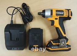 Cordless Impact Wrench 20V 1/2 Dr. Led 2 Lithium Ion Batteries Quick Charger