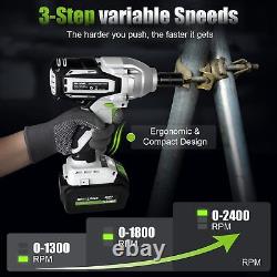 Cordless Impact Wrench, 20V Brushless Electric Impact Wrench 1/2 Inch, 580Ft-Lbs