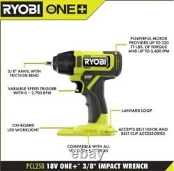 Cordless Impact Wrench 220 ft. /lbs. Torque 3/8 in. Anvil LED Worklight