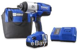 Cordless Impact Wrench Kobalt 24-Volt Max 1/2-in Drive Lithium Ion Battery