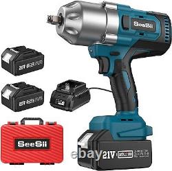 Cordless Impact Wrench, SeeSii Brushless Impact Wrench 1/2 inch Max Torque