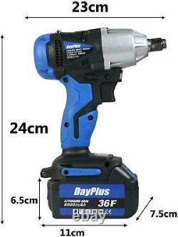 Cordless Impact Wrench With 2pcs Battery 1/2 Drive Lithium Ion 420Nm Rattle Gun