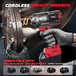 Cordless Impact Wrench for Milwaukee M18 Battery, 1/2 inch Impact Wrench 900Ft-lb