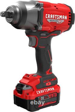 Craftsman V20 RP Impact Wrench, Cordless, Brushless, High Torque, 1/2 Inch, 4Ah