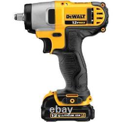 DEWALT 3/8 Cordless Impact Wrench Kit with (2) 12V MAX Li-Ion Batteries & Charger