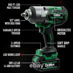 DOWOX Power Electric Cordless Impact Wrench, 1/2 Inch, High Torque 885 Ft-lbs