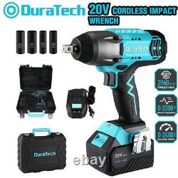 DURATECH 1/2-in Cordless Impact Wrench 20V 330 Ft-lbs with Sockets & Storage Box