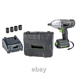 Durable Li-Ion Cordless Impact Wrench Kit with Charger Battery Socket and Case