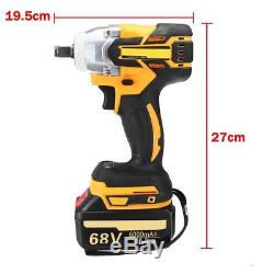Electric Cordless Brushless Drive Impact Wrench Drill US Plug+2 Battery 6000mAh