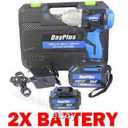 Electric Cordless Brushless Impact Wrench Driver Heavy Duty 4X Socket & Battery