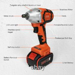 Electric Cordless Impact Wrench Brushless 1/2'' Max 800Nm with 13000mAh Battery