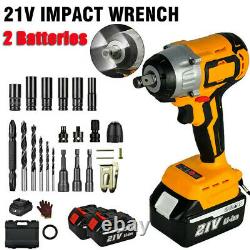Electric Impact Wrench Cordless Brushless 1/2 520Nm Torque Drill with Battery E