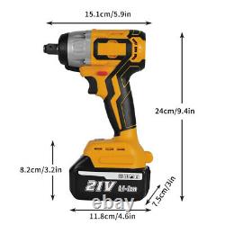 Electric Impact Wrench Cordless Brushless 1/2 520Nm Torque Drill with Battery W