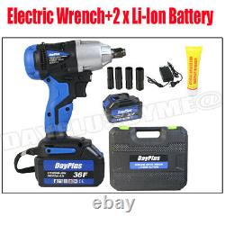 Electric Impact Wrench Cordless Rattle Gun 1/2'' Driver Tool Kit Battery US