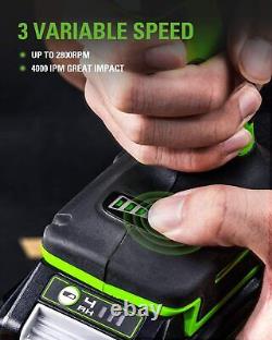 GreenWorks 24V Cordless Impact Wrench 400Nm 1/2 in Chuck Battery Impact Wrenches