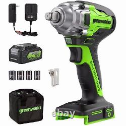 Greenworks 24V 1/2 Cordless Impact Wrench 400Nm with 4Ah Battery and 2A Charger