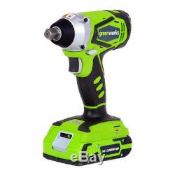 Greenworks 3800302 24V Cordless Lithium-Ion 2 Ah Impact Wrench with Batteries New