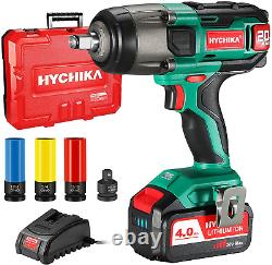 HYCHIKA Cordless Impact Wrench 20V Max 260 Ft-lbs Max Torque Impact Wrench
