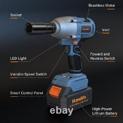 Handife Cordless Impact Wrench 1/2 Inch, Brushless High Torque Impact Wrench 440