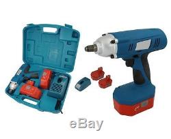 Heavy Duty 1/2 24v Drive Cordless Impact Wrench Ratchet + 2 Batteries In Case