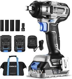 High-Performance Cordless Impact Wrench 1/2inch 3-Speed 2 Batteries Bag