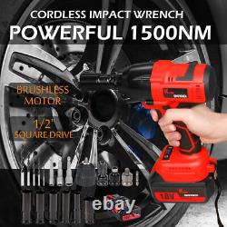 KingShowden 2 Batterie Cordless Lithium-ion Power Impact Wrench Brushless 1500Nm