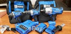 Kobalt 24-V 1/2in & 1/4in Drive Cordless Impact Wrench, Drill, Batteries Charger