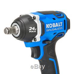 Kobalt Cordless Impact Wrench Brushless 24-Volt 1/2-in Drive Bolts Nut LED Light