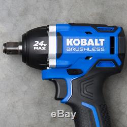 Kobalt Cordless Impact Wrench Brushless 24-Volt 1/2-in Drive Bolts Nut LED Light