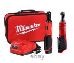 M12 12-Volt Lithium-Ion Cordless 3/8 in. And 1/4 in. Ratchet Kit (2-Tool) with