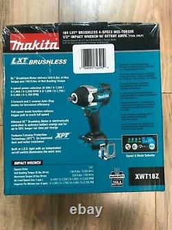 Makita XWT18Z Cordless Brushless 4-Speed Mid-Torque 1/2 in. Impact Wrench NEW