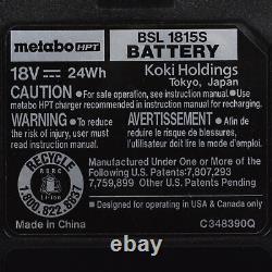 Metabo HPT WR18DBDL2 18V Brushless 1/2in Imp. Wrench & BSL1815 18V 1.5Ah Battery