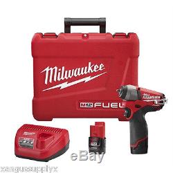 Milwaukee 2452-22 M12 Fuel 1/4 Drive Cordless Impact Wrench with 2 Batteries