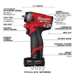 Milwaukee 2552-22 M12 FUEL Stubby Cordless 1/4 Impact Wrench with 2 Batteries