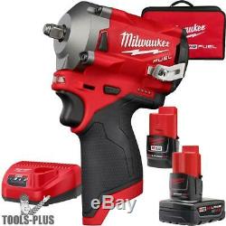 Milwaukee 2554-22 M12 FUEL Stubby Cordless 3/8 Impact Wrench with2 Batteries New