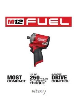 Milwaukee 2555P-20 12V M12 FUEL 1/2 Cordless Stubby Impact Wrench with Pin Detent