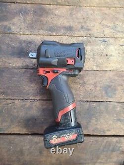 Milwaukee 2555P with Cover, Battery M12 FUEL 1/2 Stubby Impact Wrench Pin Detent