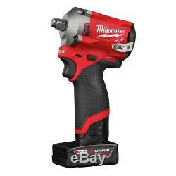 Milwaukee 2555-22 M12 FUEL Li-Ion 1/2 in. Stubby Impact Wrench Kit New