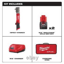 Milwaukee 2564-22 M12 FUEL Cordless 3/8 in Right Angle Impact Wrench Kit (2.0Ah)