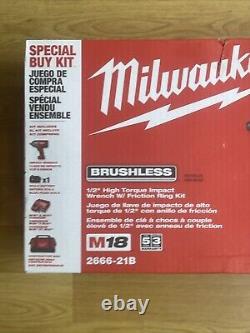 Milwaukee 2666-21B M18 18V 1/2 Brushless Cordless High Torque Impact Wrench Kit