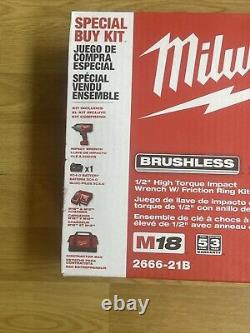 Milwaukee 2666-21B M18 18V 1/2 Brushless Cordless High Torque Impact Wrench Kit