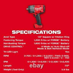 Milwaukee 2967-20 M18 FUEL 18V 1/2 High Torque Impact Wrench Bare Tool