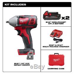 Milwaukee Impact Wrench Kit M18 Cordless 18 Volt Lithium Ion 3/8 Drive 167 FtLb