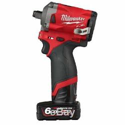 Milwaukee M12FIWF12-622X 12v Cordless 1/2 Impact Wrench Kit 2 Batteries, Charger