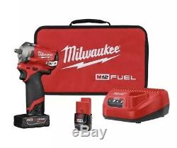 Milwaukee M12 2554-22 FUEL 3/8 Cordless Stubby Impact Wrench Kit 3/8 Inch 12V
